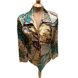 Russell Kemp Women's Silk Blazer Jacket Size 12 Butterfly Wings Artsy Funky Boho